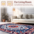 Classic Floral Medallion Red Blue Rug