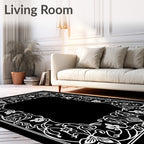 White Floral Vine Border Rug