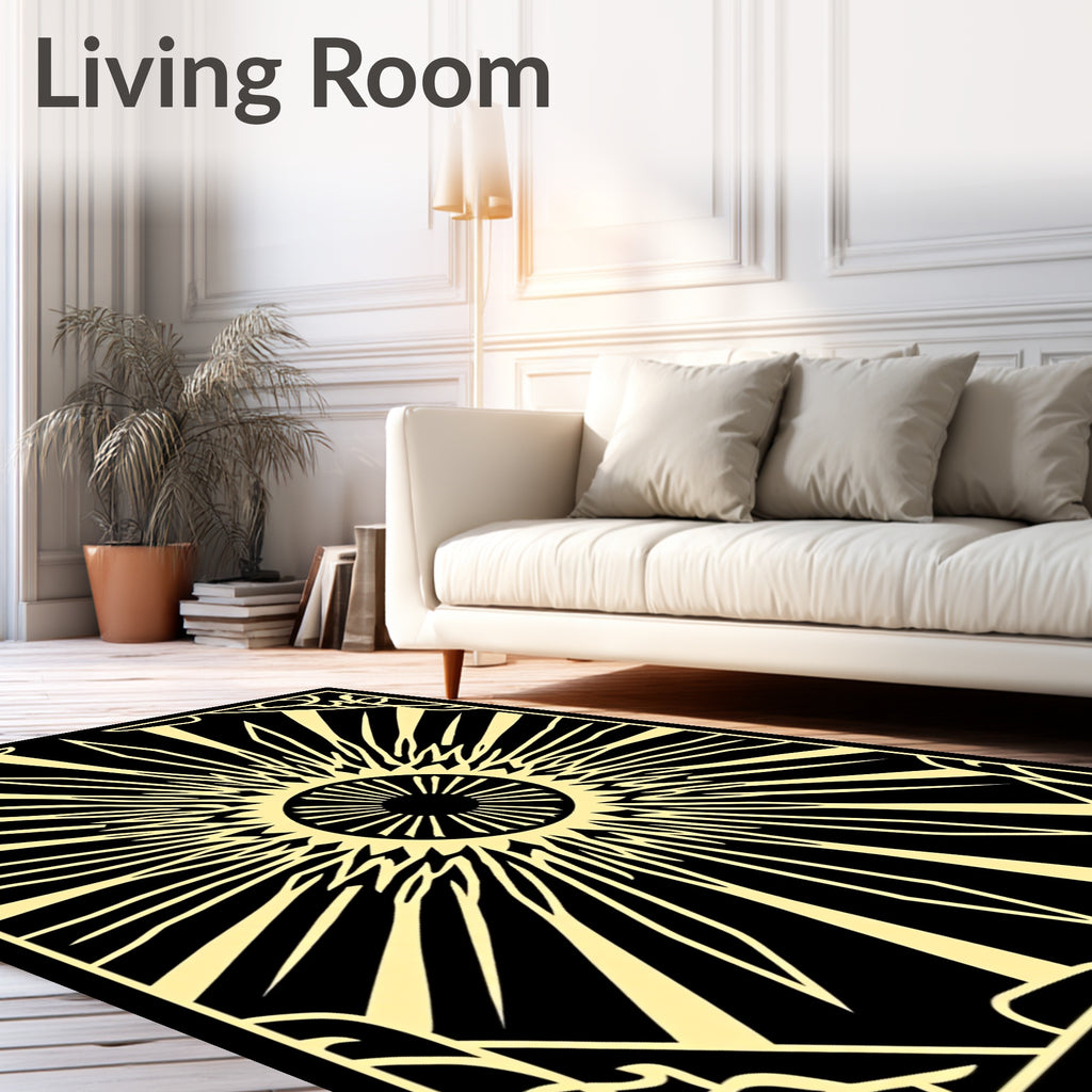 Black Gold Sunburst Art Deco Rug