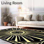 Black Gold Sunburst Art Deco Rug