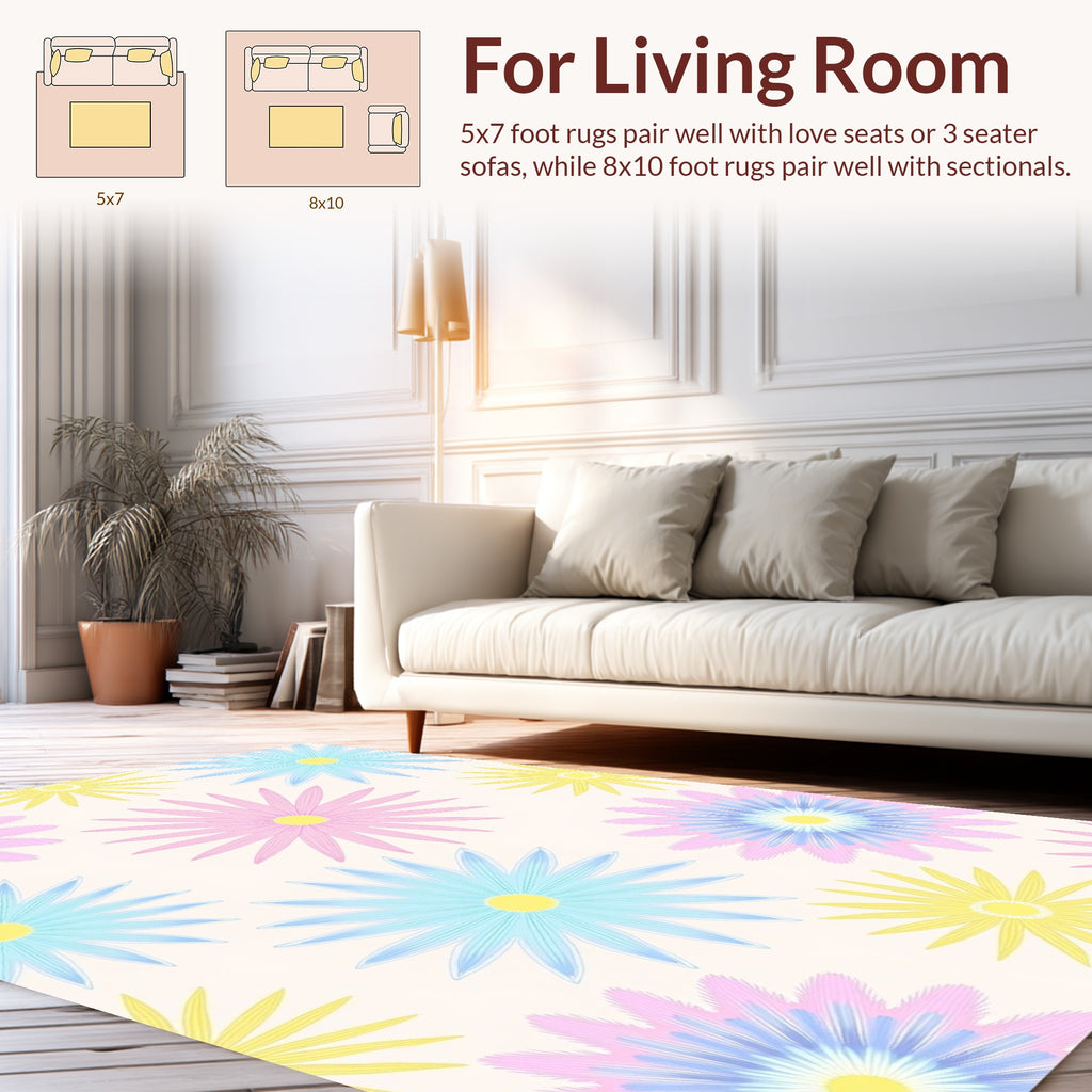 Pastel Daisy Pattern Rug