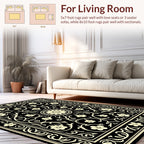 Elegant Floral Scroll Patterned Design Rug