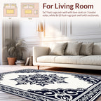 Ornate Floral Medallion Border Design Rug