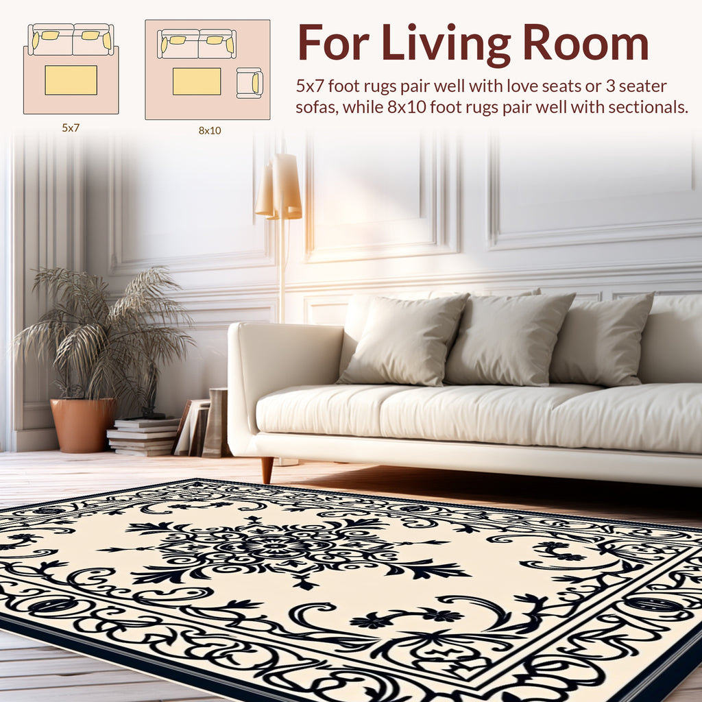 Intricate Floral Scrollwork Pattern Rug