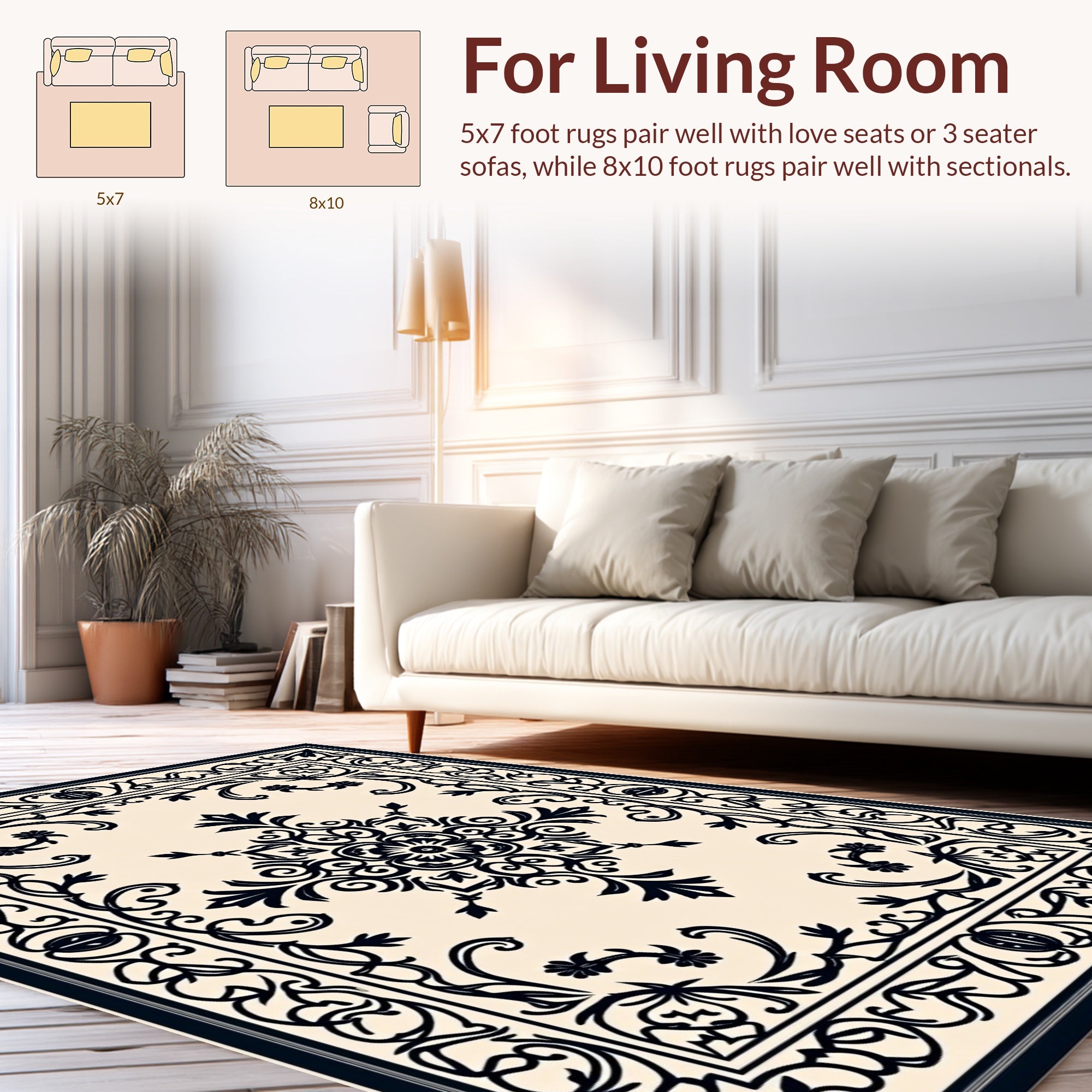 Intricate Floral Scrollwork Pattern Rug