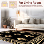 Classic Gold Fleur de Lis Border Rug