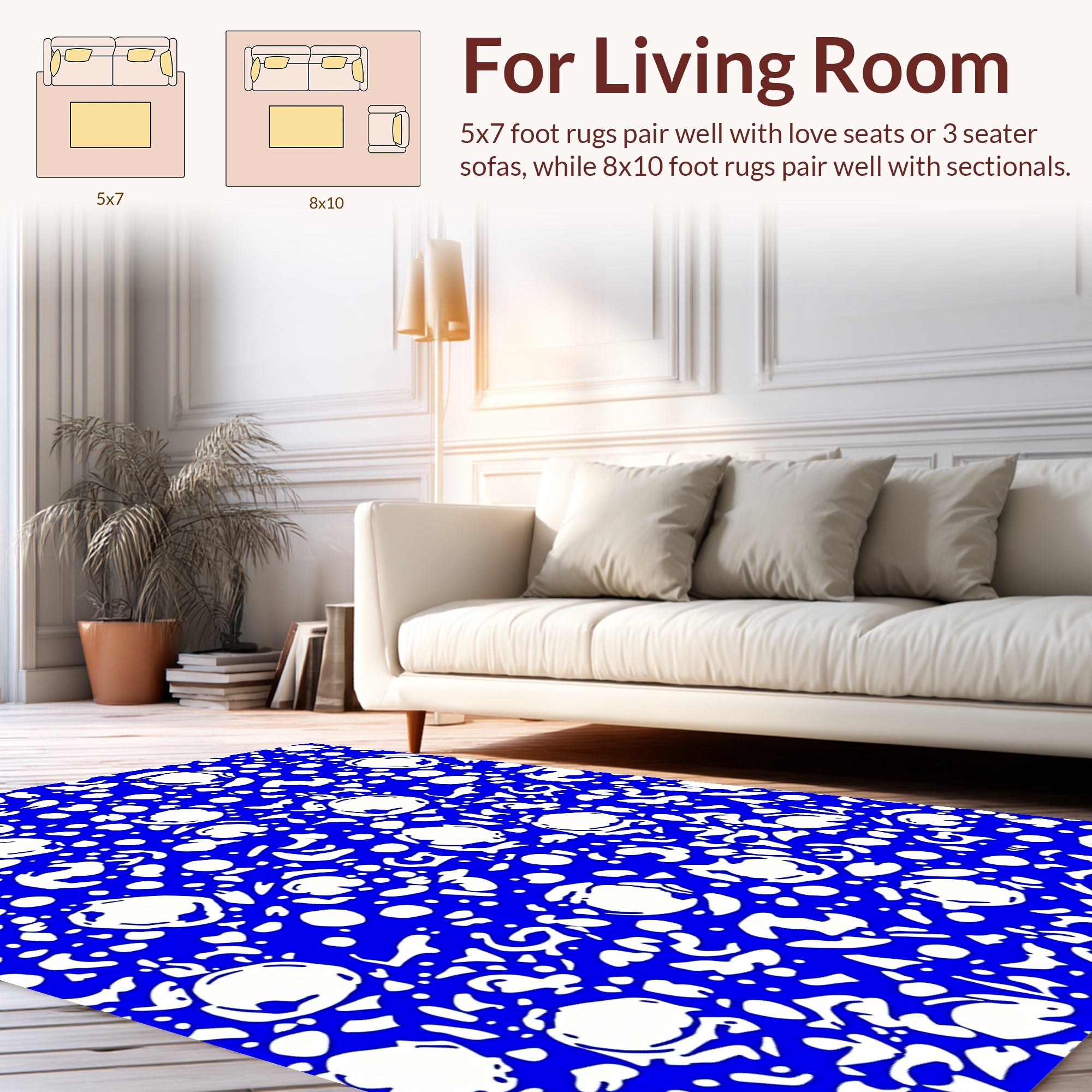Abstract Blue Bubble Pattern Rug