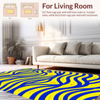 Bold Blue Yellow Wavy Pattern Rug