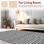 Black White Abstract Geometric Pattern Rug