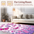 Whimsical Butterflies Flowers Pattern Rug