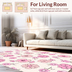 Pink Flower Pattern with Outline Rug