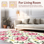 Pink Floral Vines Whimsical Pattern Rug