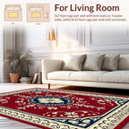 Rich Red Floral Medallion Rug