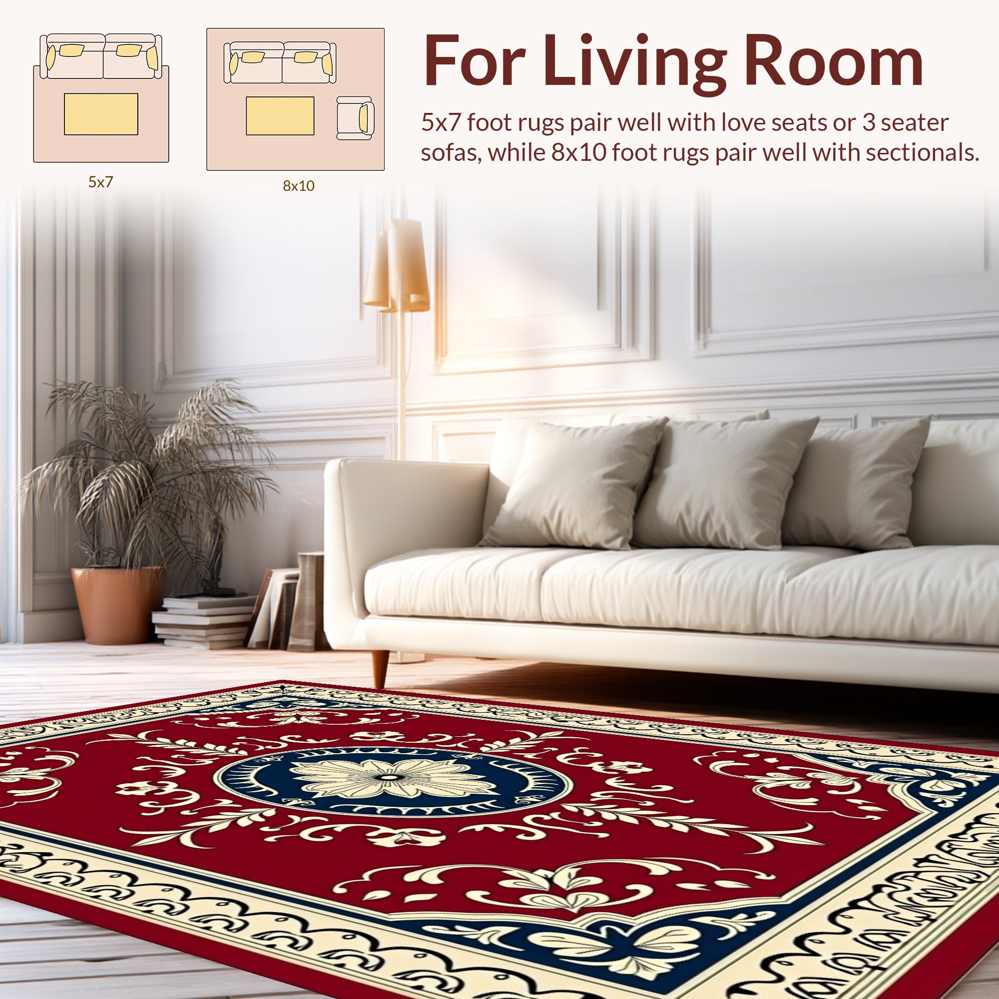Rich Red Floral Medallion Rug