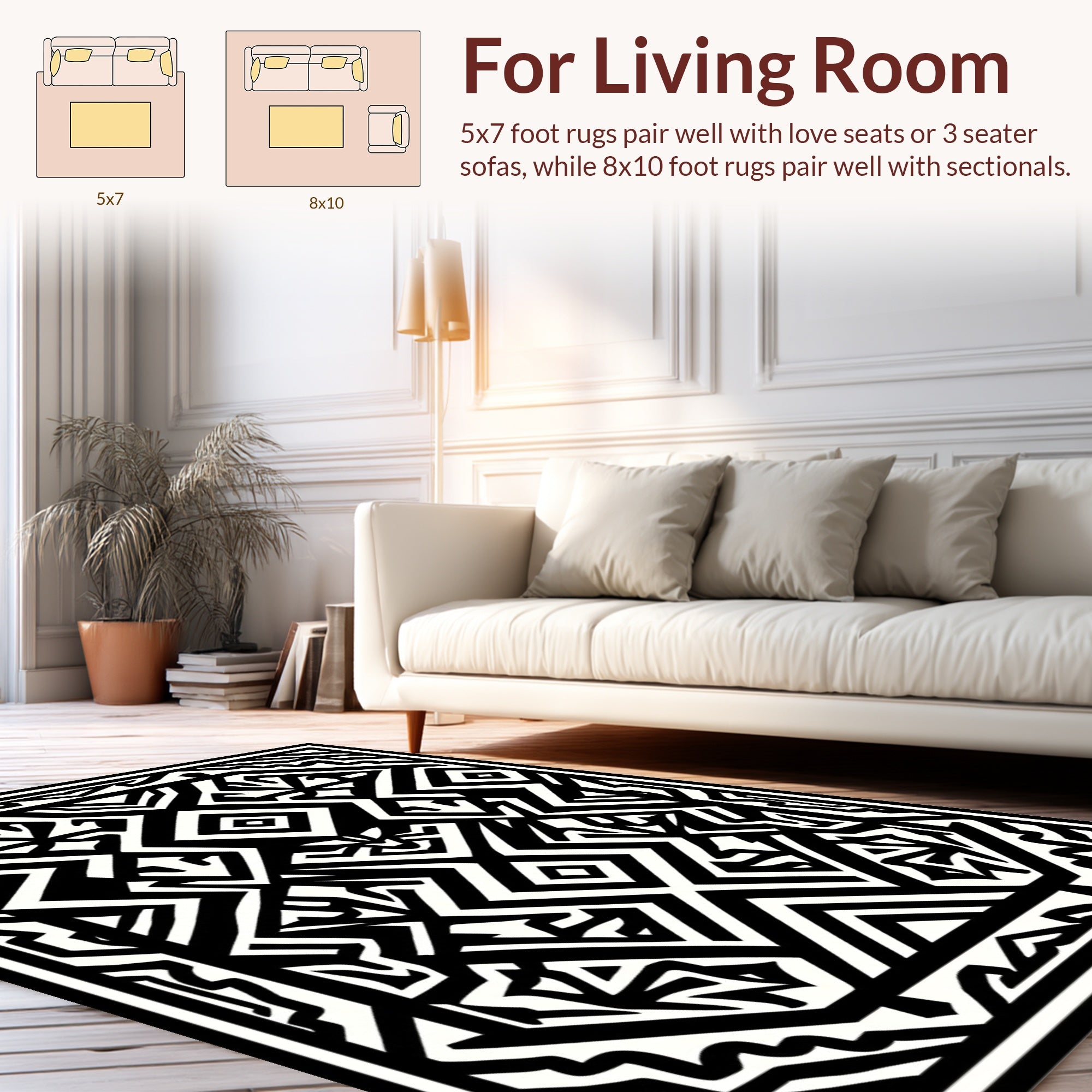 Bold Geometric Aztec Inspired Design Rug