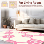 Pink Nested Circles Grid Design Rug