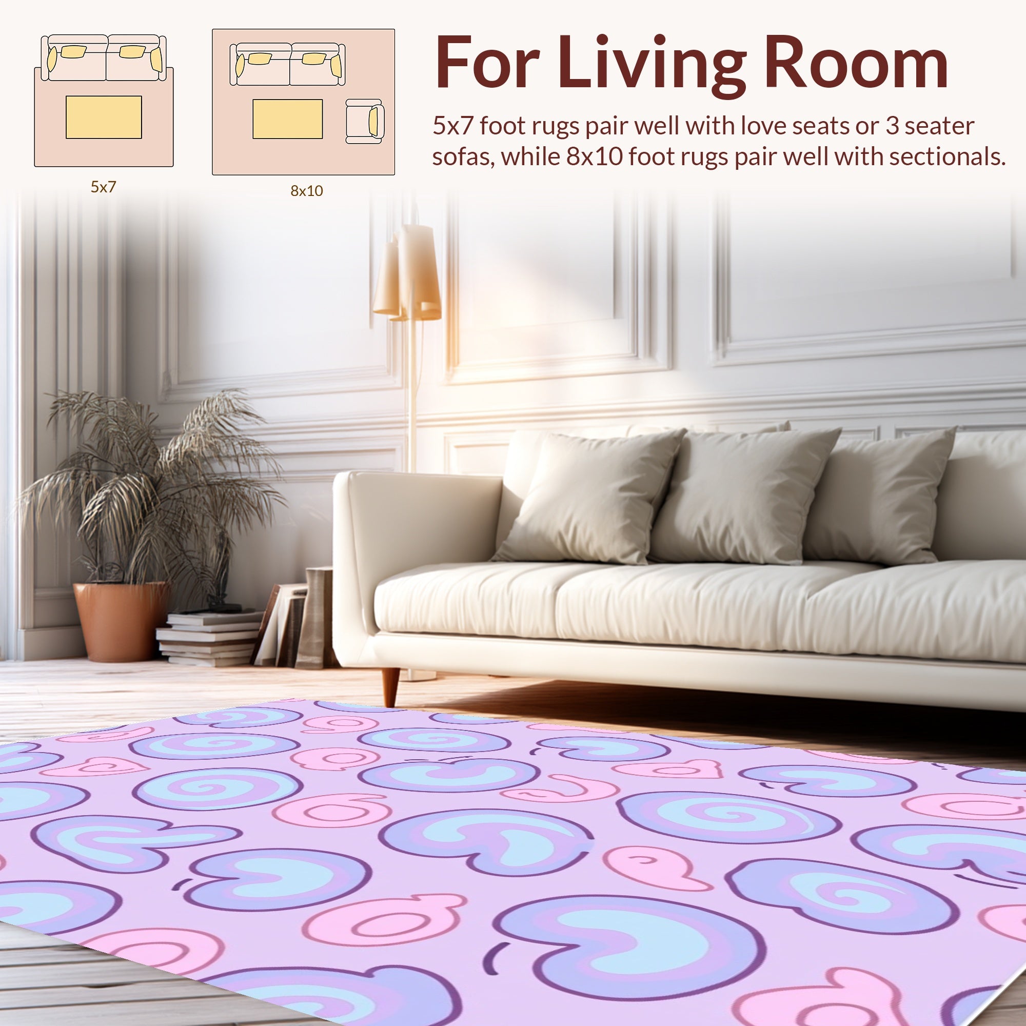 Abstract Pastel Swirl Shapes Rug