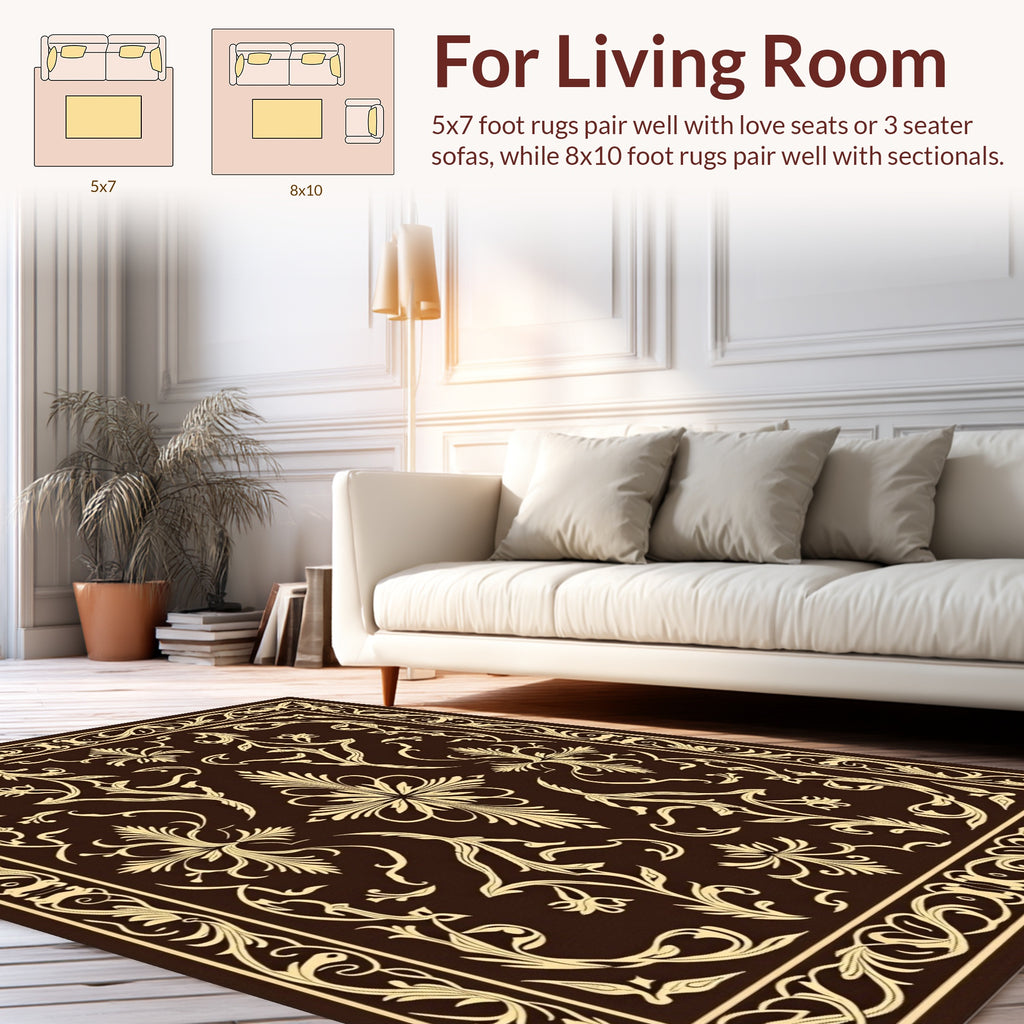 Ornate Floral Border With Subtle Accents Rug