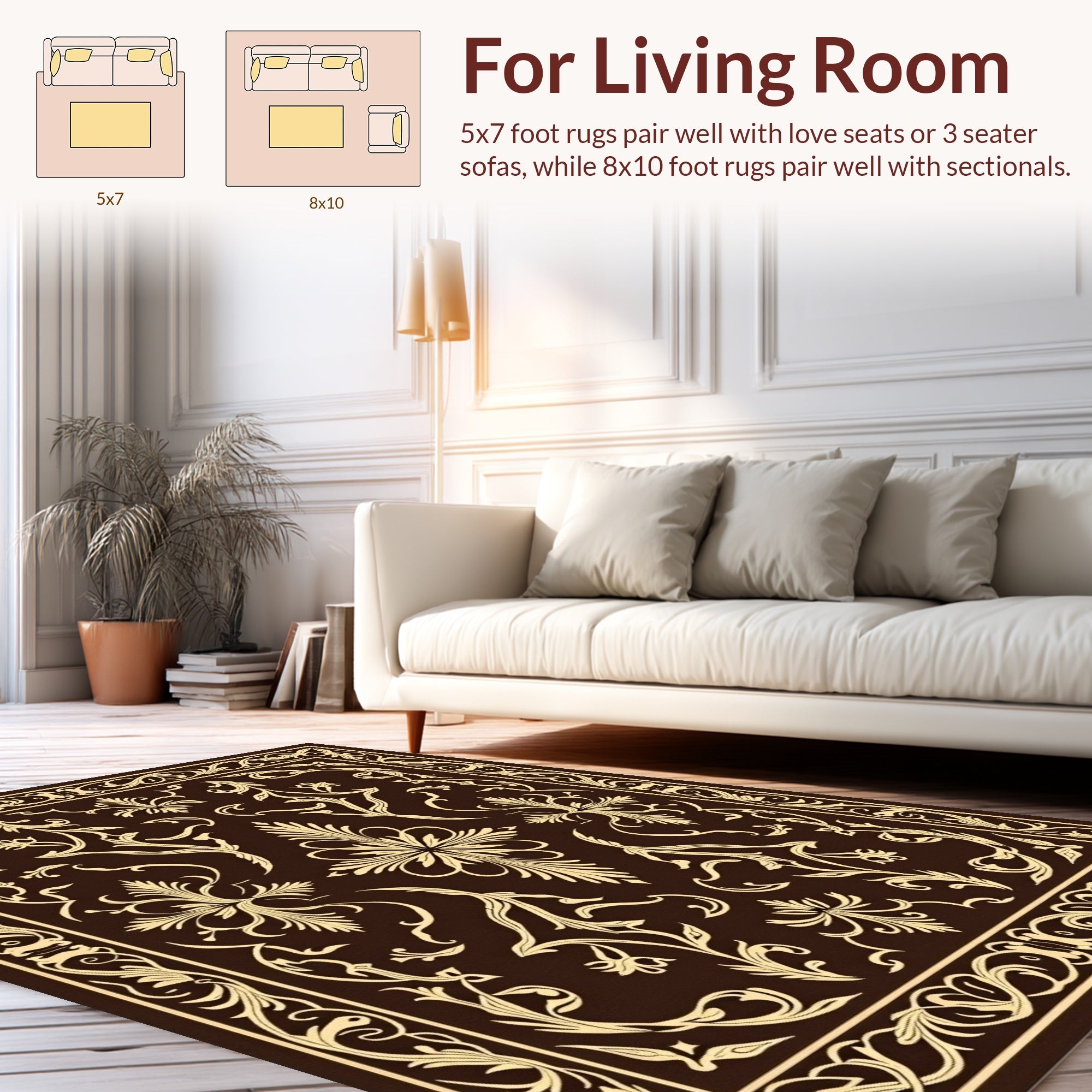 Ornate Floral Border With Subtle Accents Rug