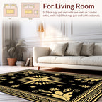 Elegant Gold Floral Starburst Design Rug
