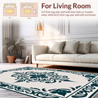Elegant Teal Scrollwork Medallion Rug