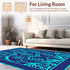 Teal Ornamental Botanical Pattern Rug