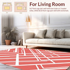 Coral Abstract Geometric Stripe Pattern Rug
