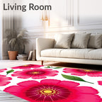 Vibrant Fuchsia Floral Pattern Rug