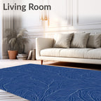 Deep Blue Branching Organic Lines Rug