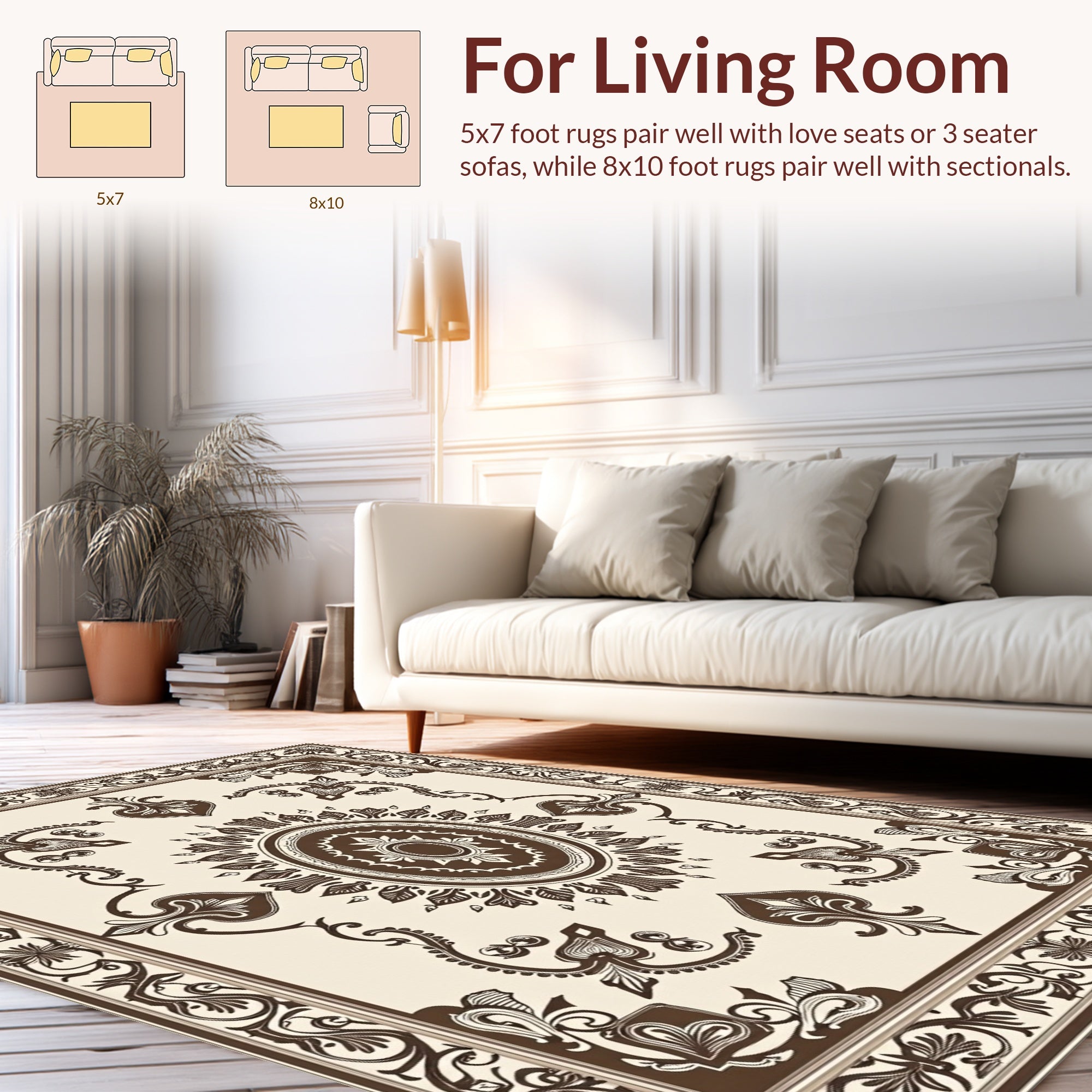 Classic Floral Scroll Border Medallion Rug