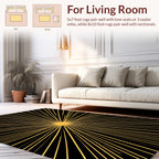 Radiant Sunburst Yellow Black Design Rug