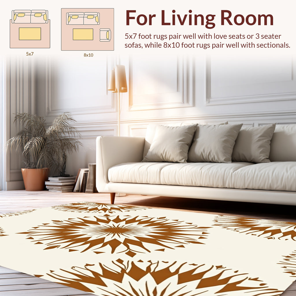 Sunburst Radial Pattern Warm Tones Rug