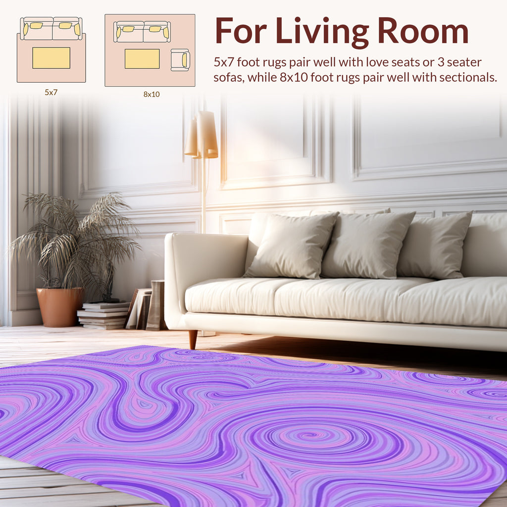 Swirling Lilac And Violet Abstract Lines Rug