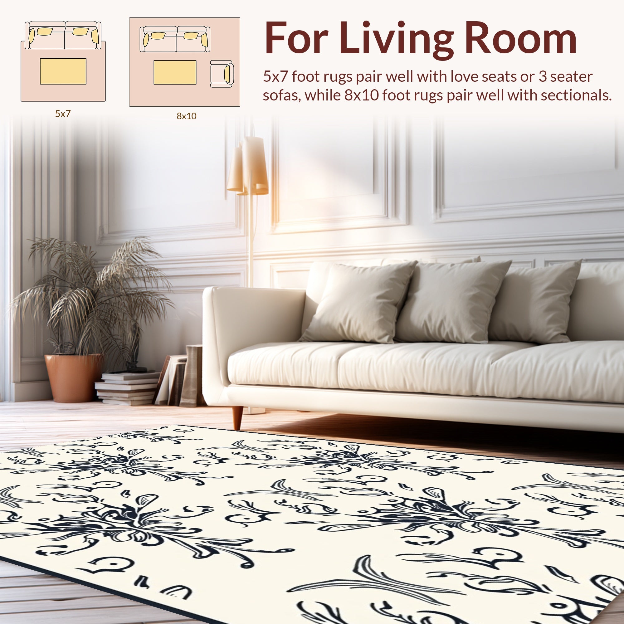 Classic Baroque Flourish Pattern Rug