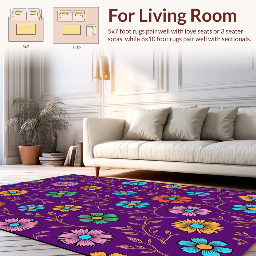 Vibrant Floral Vine Pattern Design Rug