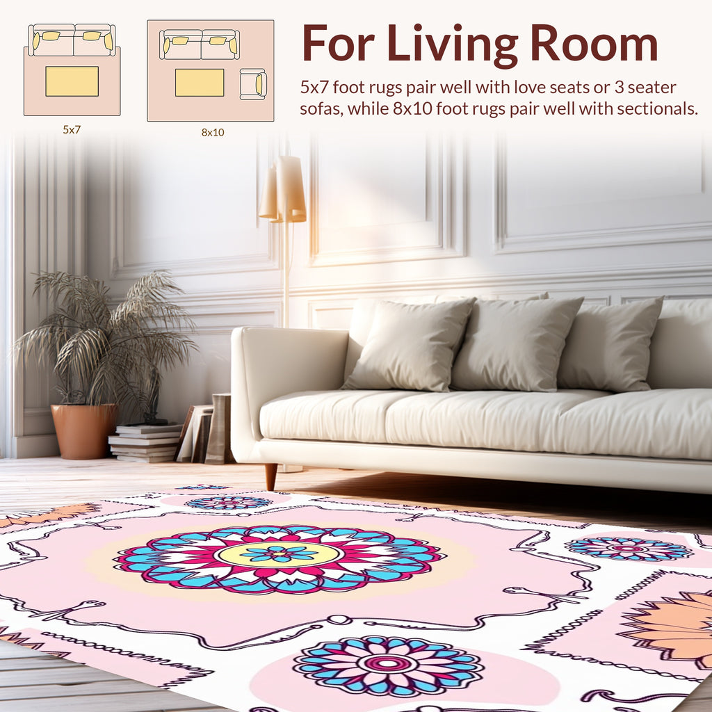 Colorful Mandala Boho Style Rug