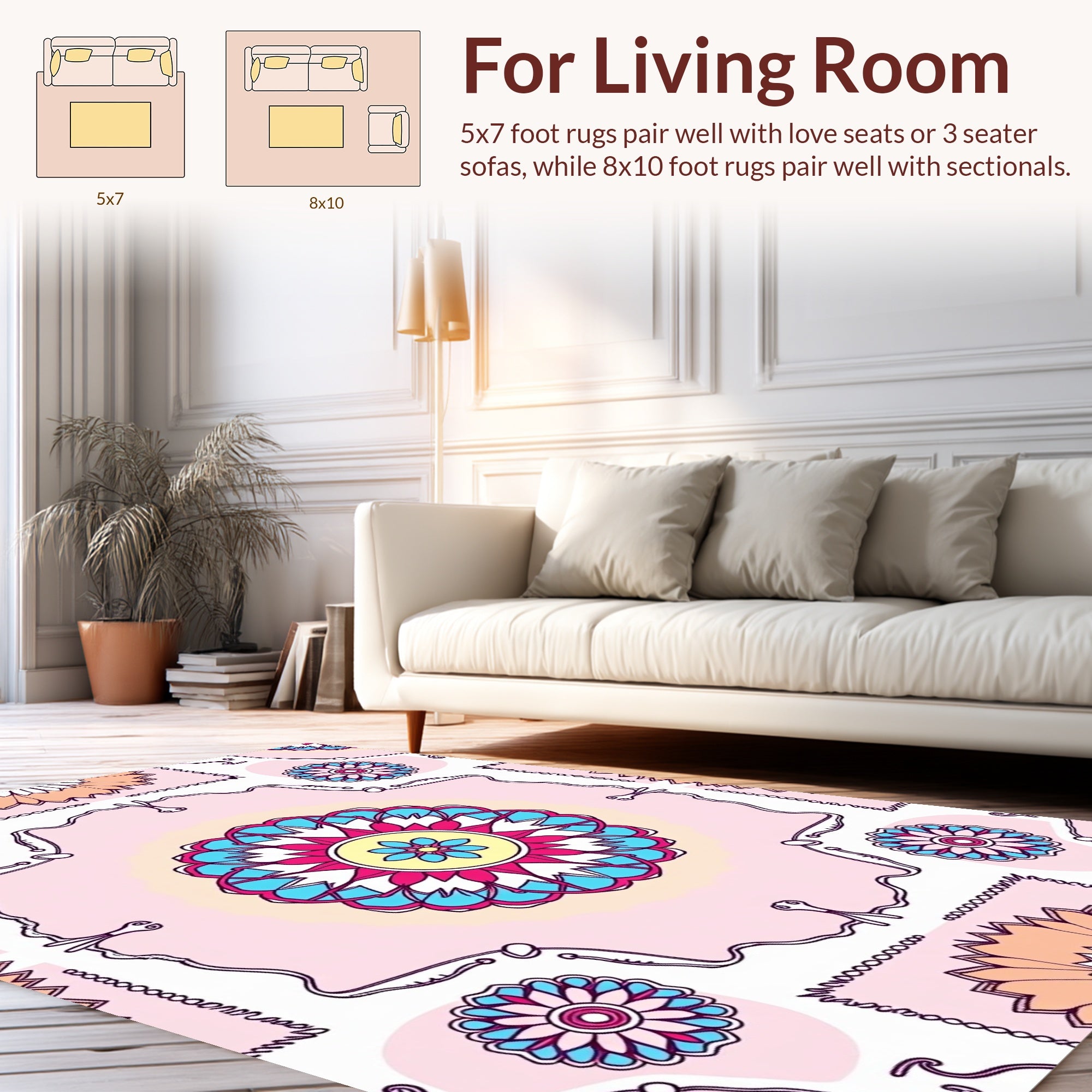 Colorful Mandala Boho Style Rug