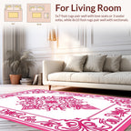 Vibrant Pink Floral Scrollwork Rug