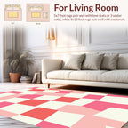 Geometric Pink White Checkered Pattern Rug