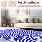 Abstract Blue Maze Pattern Rug