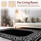 Black White Ornamental Classic Frame Rug