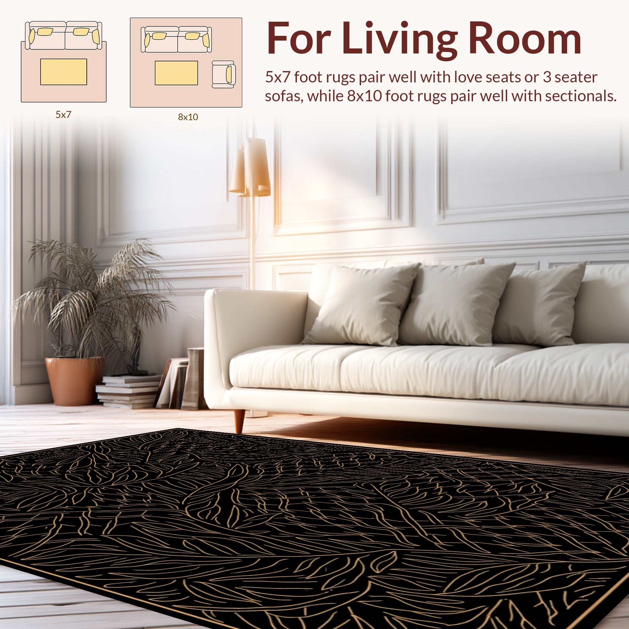 Abstract Leafy Vine Pattern Rug
