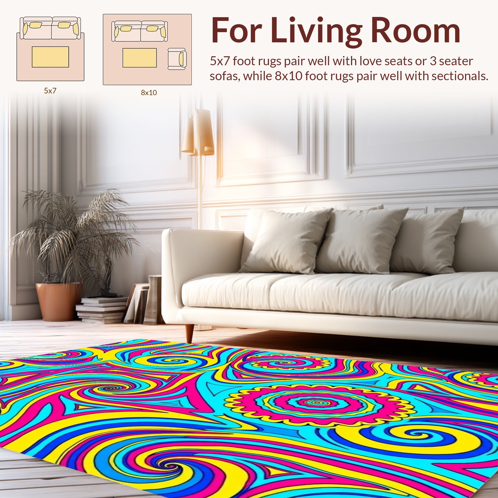 Colorful Swirl And Star Pattern Rug