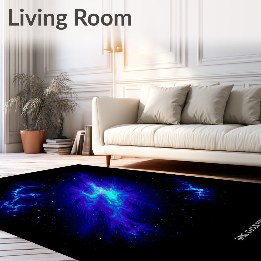 Vibrant Cosmic Nebula Lightning Rug