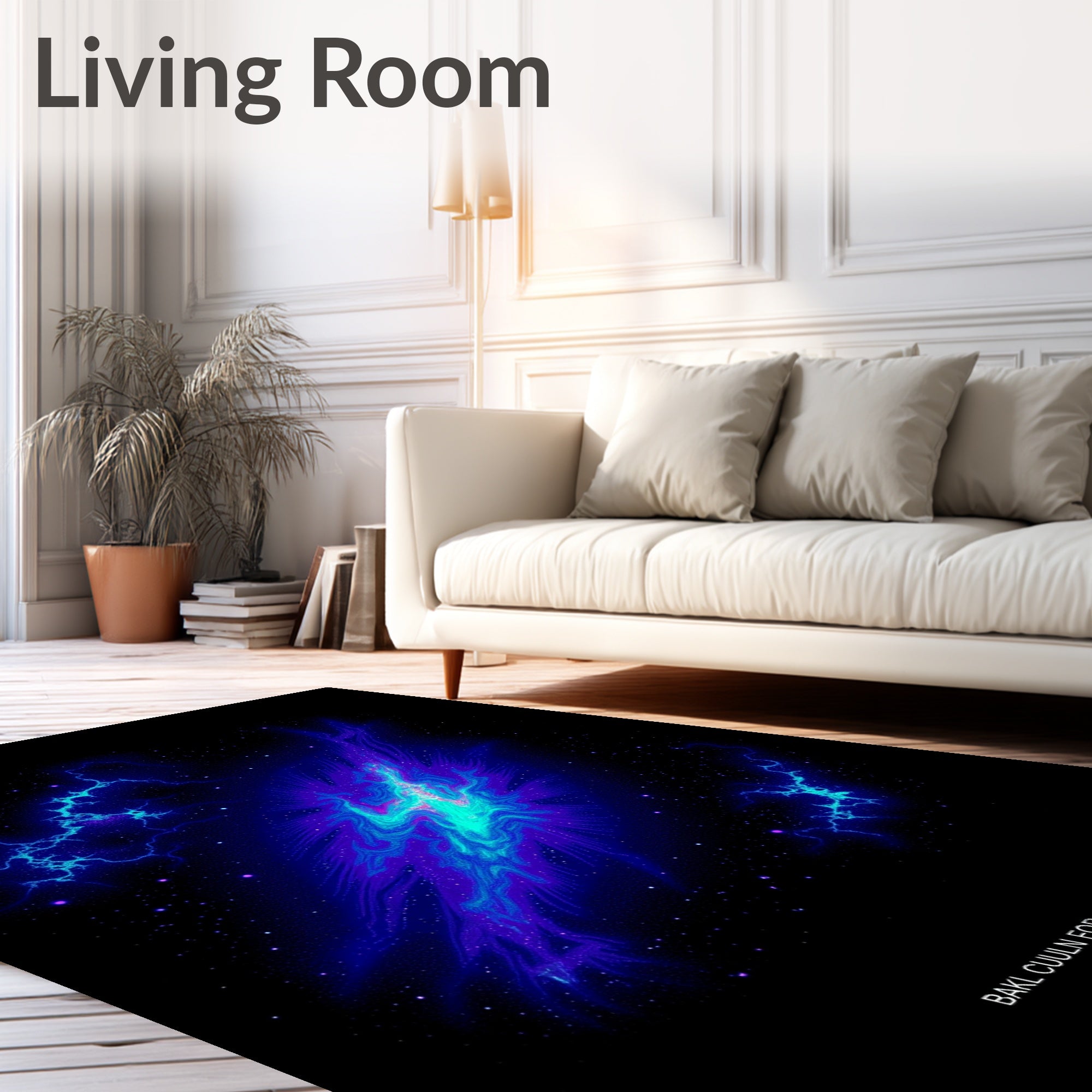 Vibrant Cosmic Nebula Lightning Rug