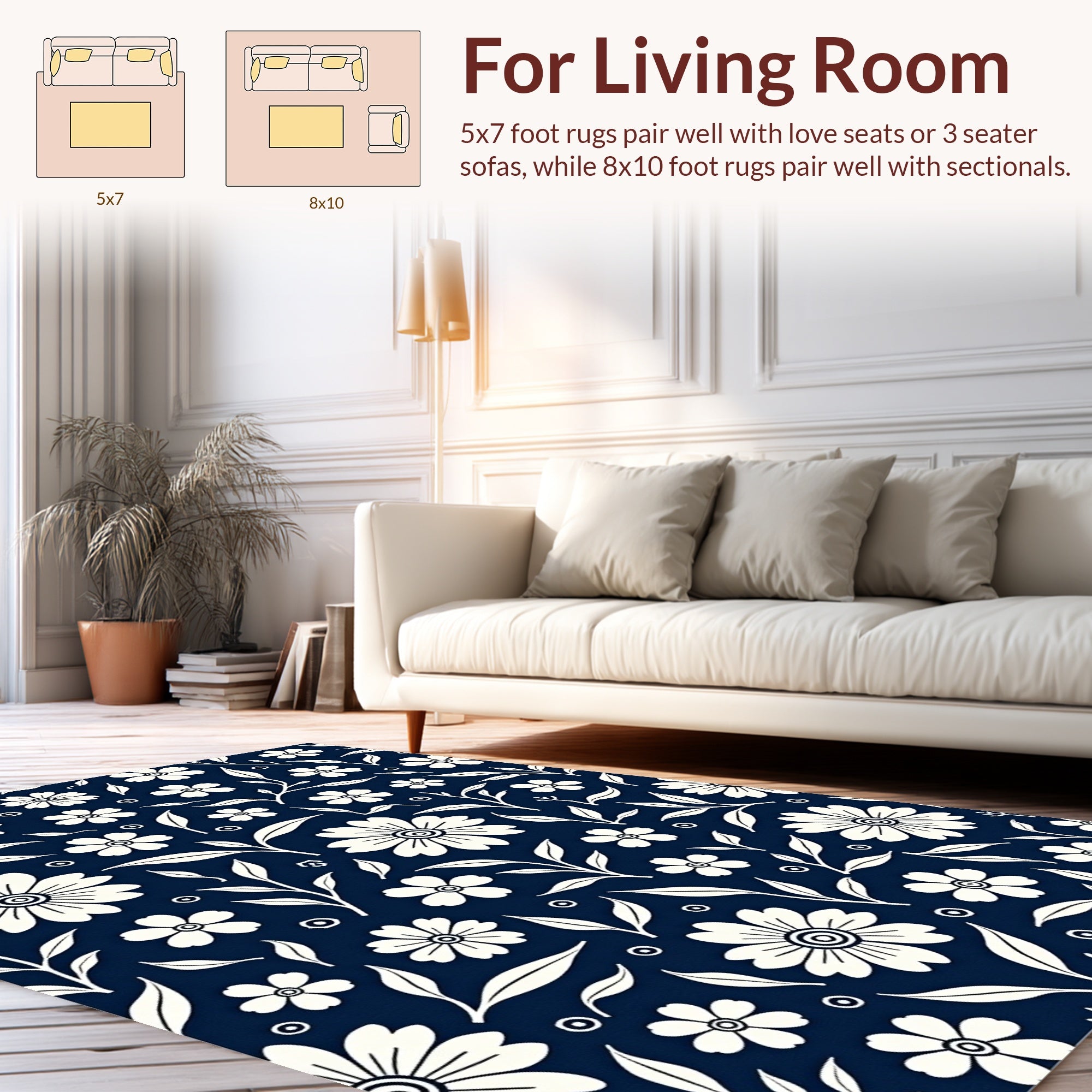 Classic Floral Arrangement Dark Rug