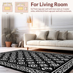 Classic Black and White Floral Pattern Rug