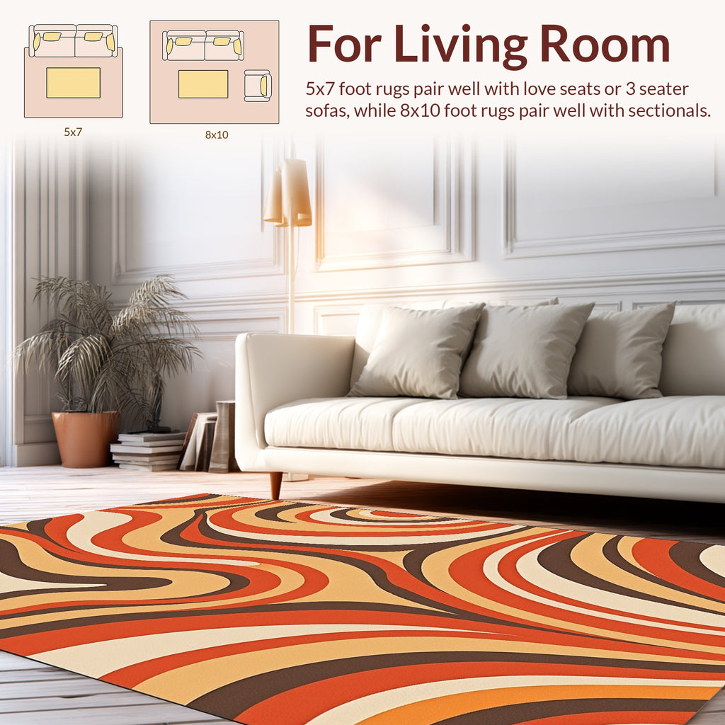 Retro Swirl Abstract Warm Tones Rug