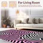 Abstract Pink White Lines Rug