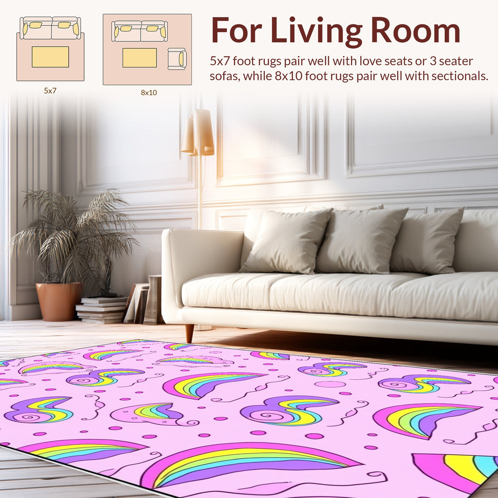Whimsical Rainbow Cloud Pattern Rug